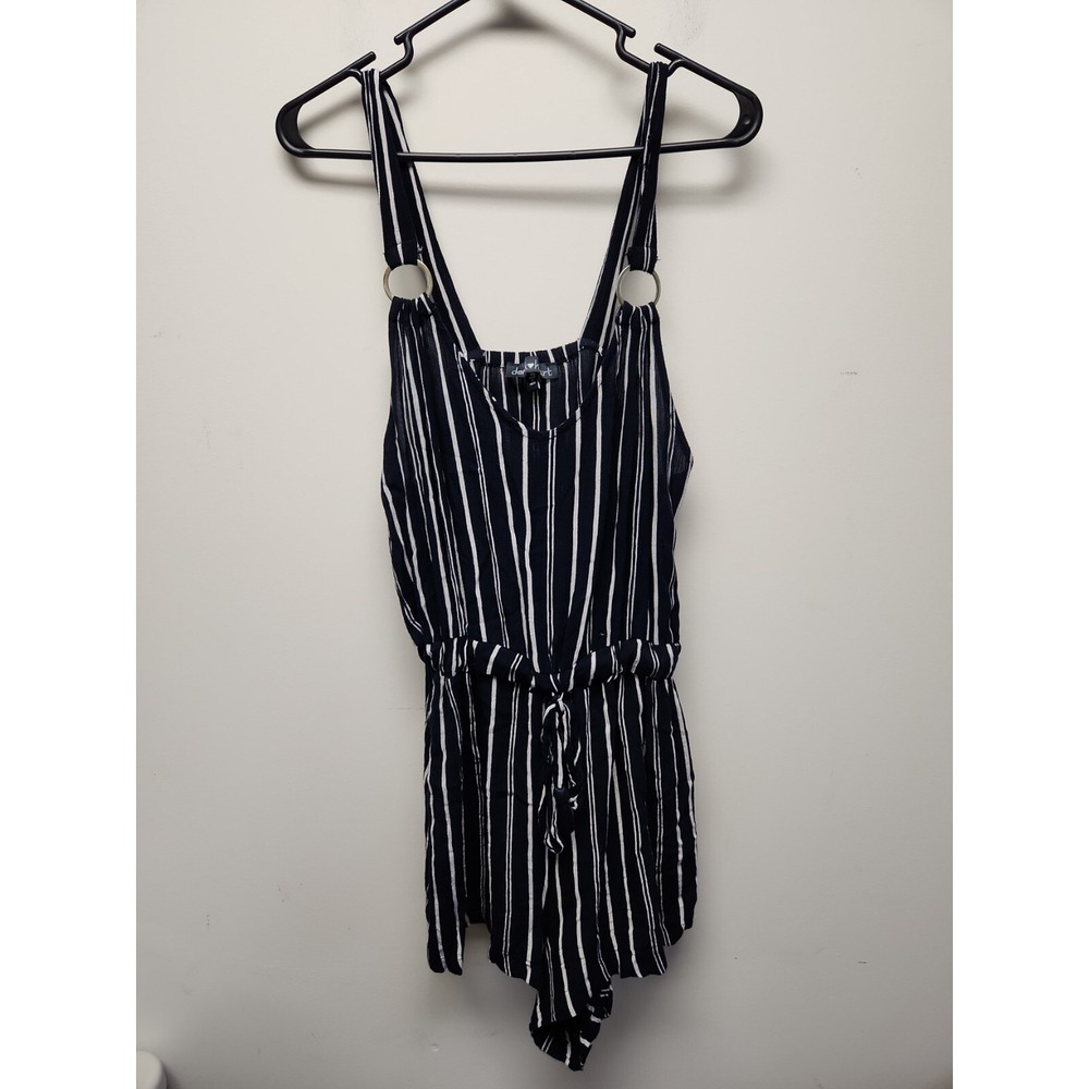 Women's‎ Derek heart one piece Jumper shorts Black white stripe XL 100% Rayon